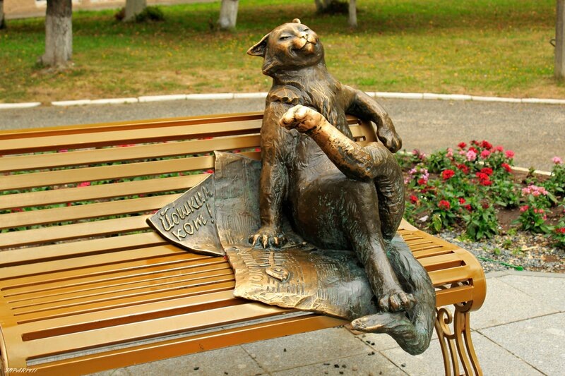 И наш Йошкин кот! А у кота есть еще йошкина кошка и целый выводок котят по всему городу. Их хорошие люди зимой одевали, шарфики и шапочки... А злые украли из парка Ириску