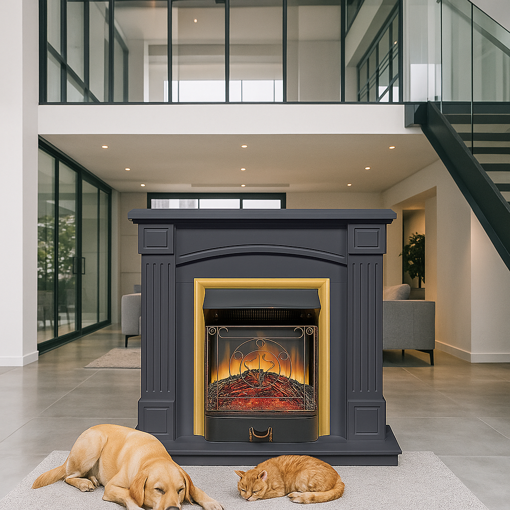    Каминокомплект Boston: создайте атмосферу уюта и стиля с очагом Majestic FX Brass прямо у себя дома Kamin