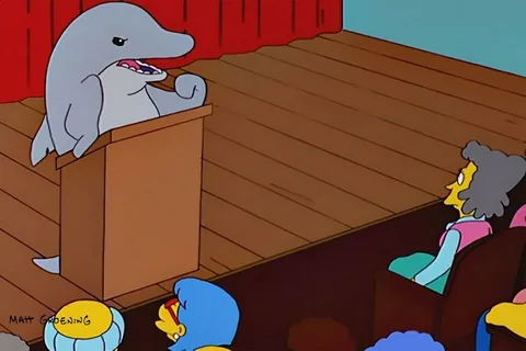 "На трибуне становится тише..." Кадр из "Симпсонов"