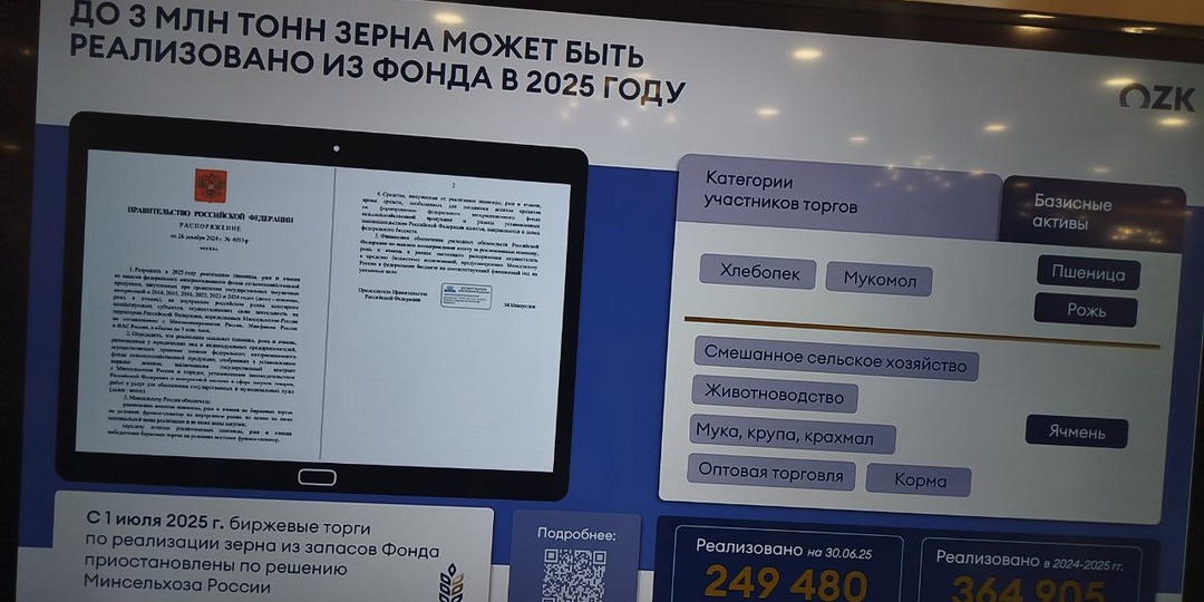Из доклада Владимира Печеного, директора "Объединённой зерновой компании" (Москва