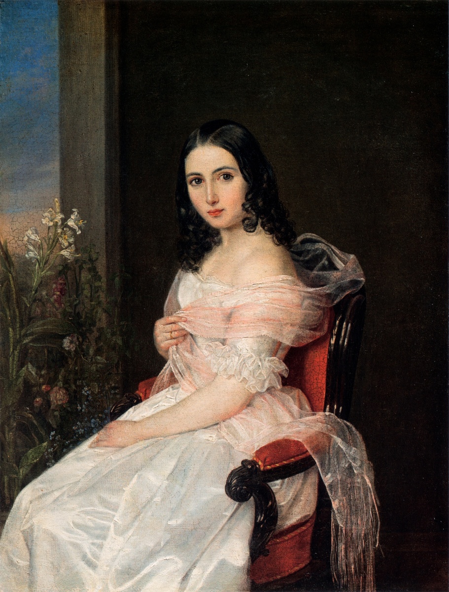 Пимен Никитич Орлов «Портрет неизвестной с розовым шарфом (графини Анны Александровны Аппоньи, урожд. графини Бенкендорф ?)» / Собрание М. Кочерова / vk.com/club52196838