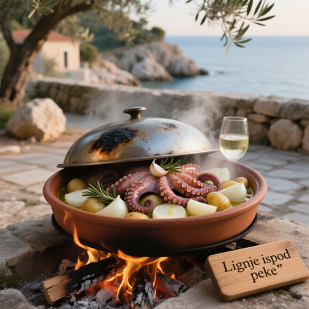 Октопус под пеплом (Lignje ispod peke) — осьминог