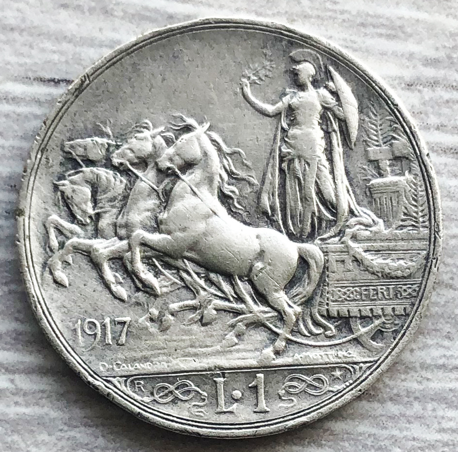 Италия 1 лира 1917. Фото автора. 