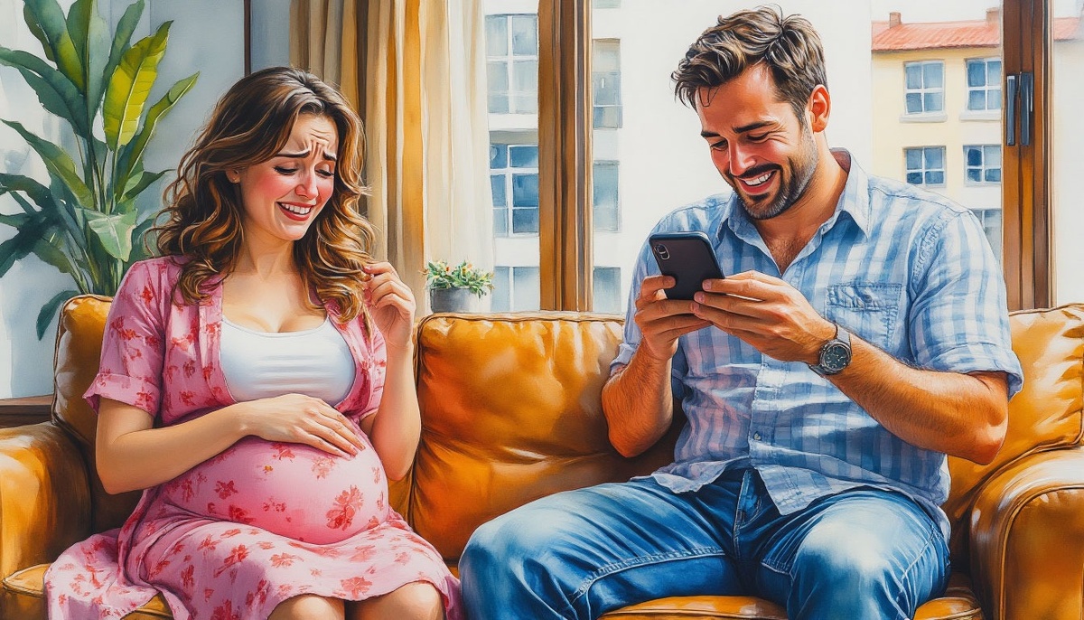 Молодая беременная женщина узнаёт о предательстве своего мужа