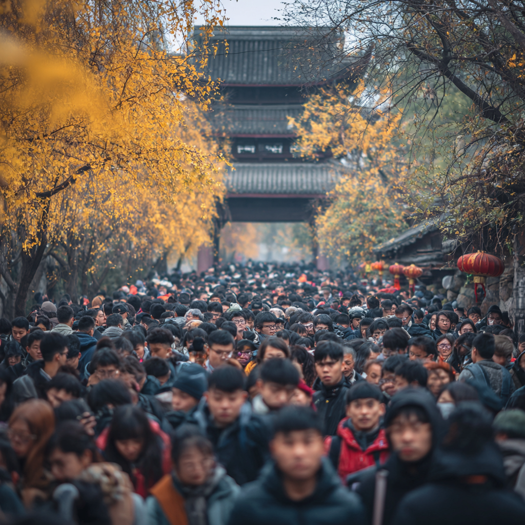 в Китае всегда многолюдно