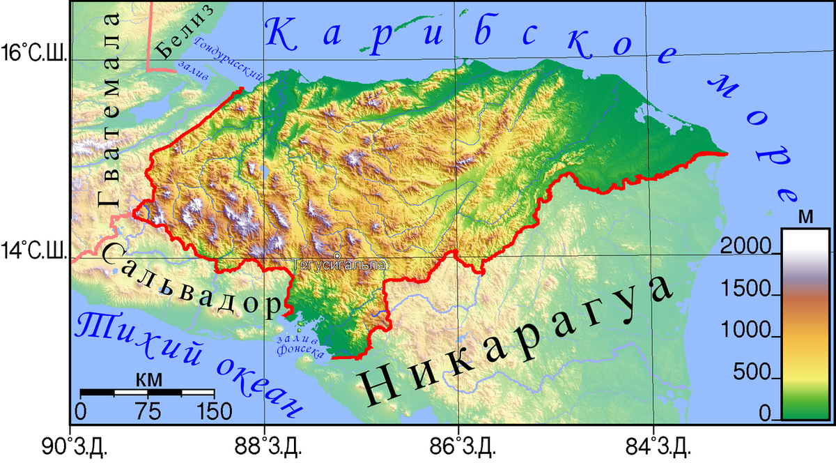 Рельеф Гондураса. Источник изображения: сайт ru.wikipedia.org