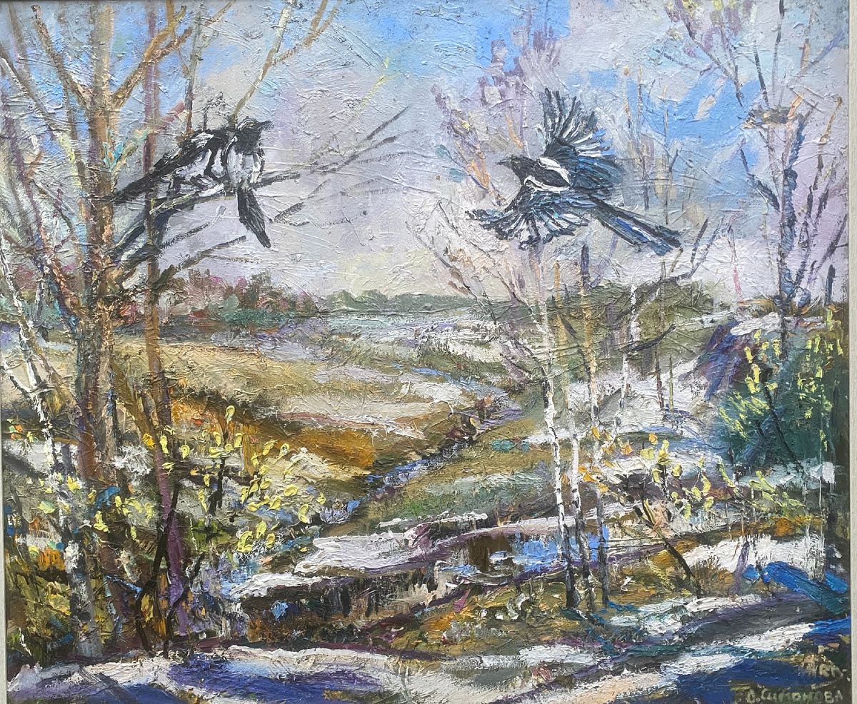 Сороки. Весна в Волоколамске, 85х100, холст, масло, 2019 г.