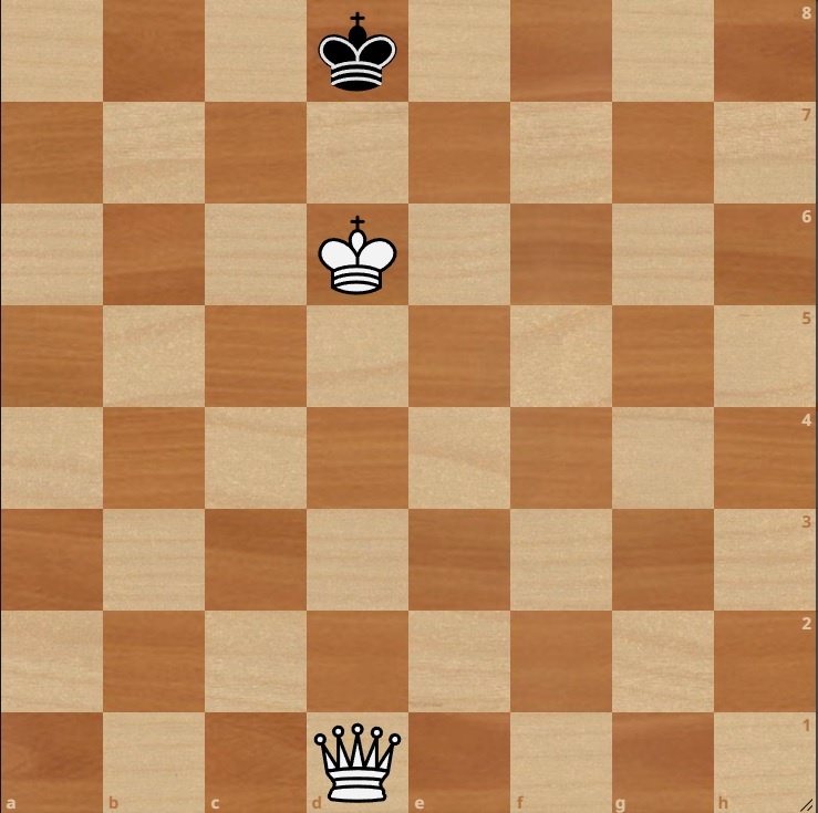 В этой позиции в распоряжении белых осталось только два хода. Не успеешь дать мат, будет зафиксирована ничья. И все же у тебя есть три способа заматовать черного короля. Найди их.