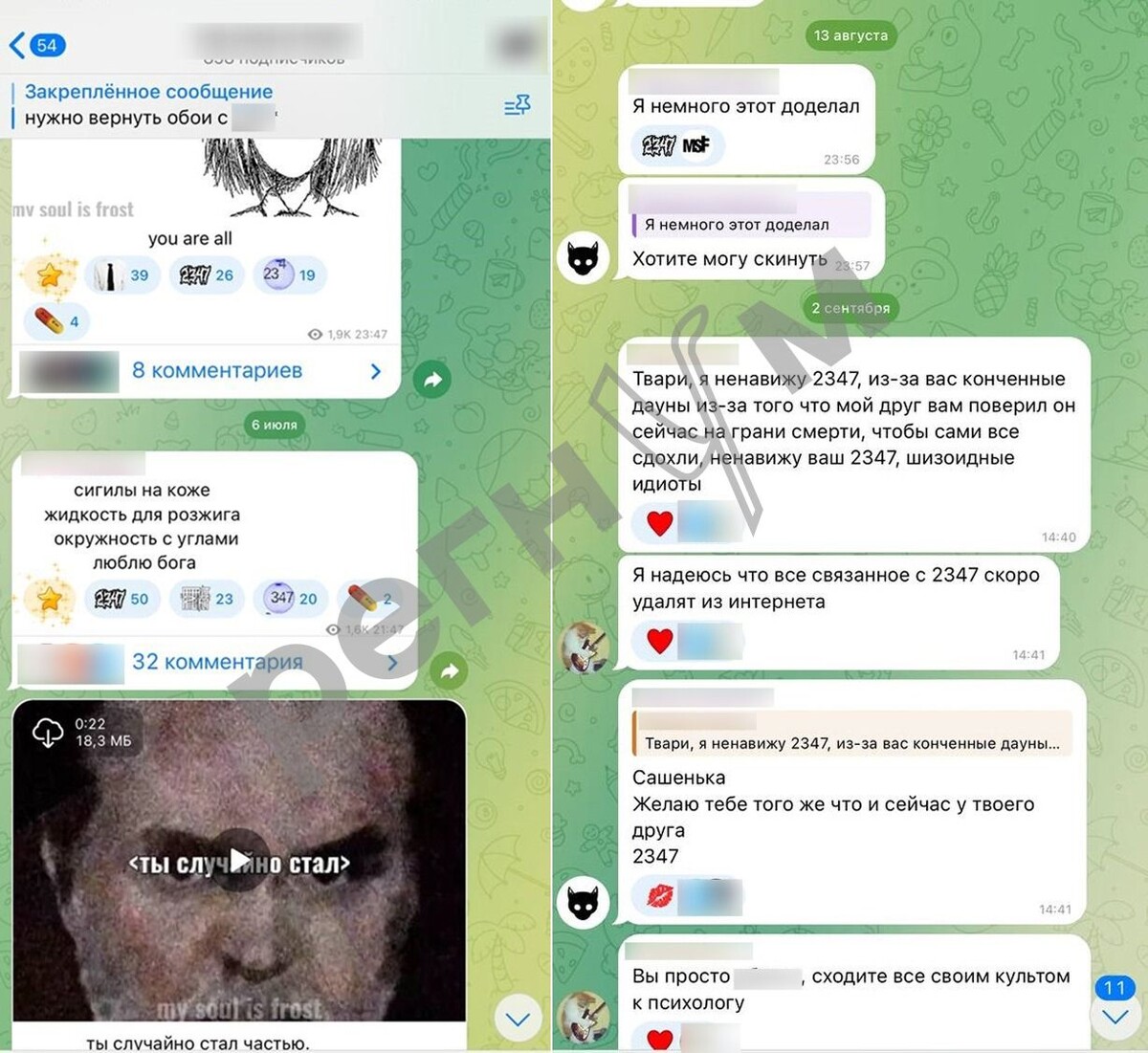    Комментарии в канале «2347» после случившегося / Источник: © ИА Регнум