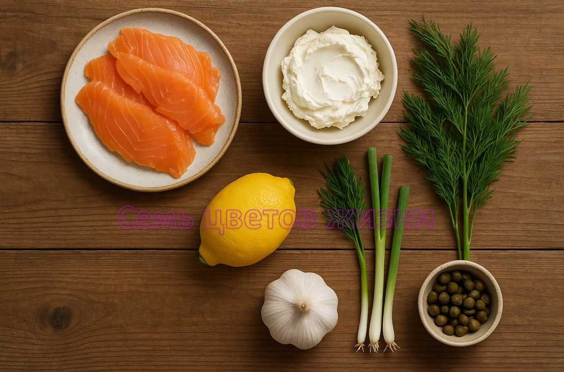 Всё, что нужно для вкусного и быстрого крем-фиш из лосося.