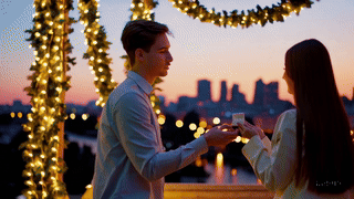 💍 Трогательное видео: мужчина становится на одно колено и делает предложение руки и сердца на фоне огней Москвы, а девушка с улыбкой и счастливыми слезами отвечает «да». ✨