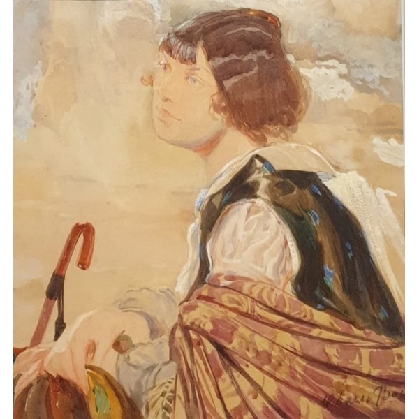 Ольга Делла-Вос-Кардовская. Автопортрет. 1910-е. Бумага, акварель, белила, графитный карандаш. Государственная Третьяковская галерея