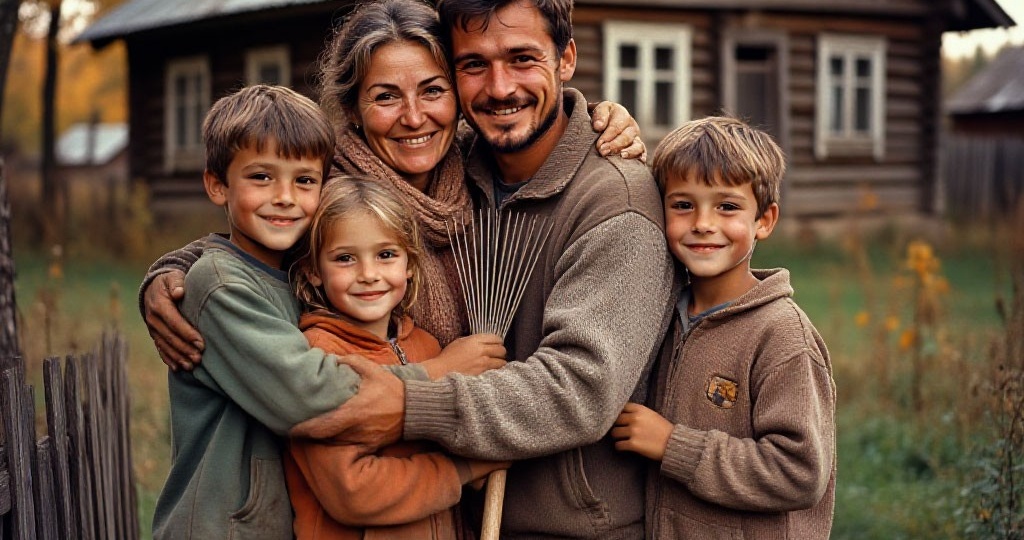 Старая жена с тремя детьми для юного мужа