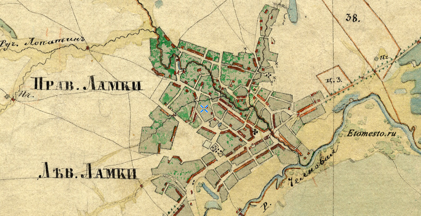 Село Правые Ламки на карте А.И. Менде, изданной в 1862 году