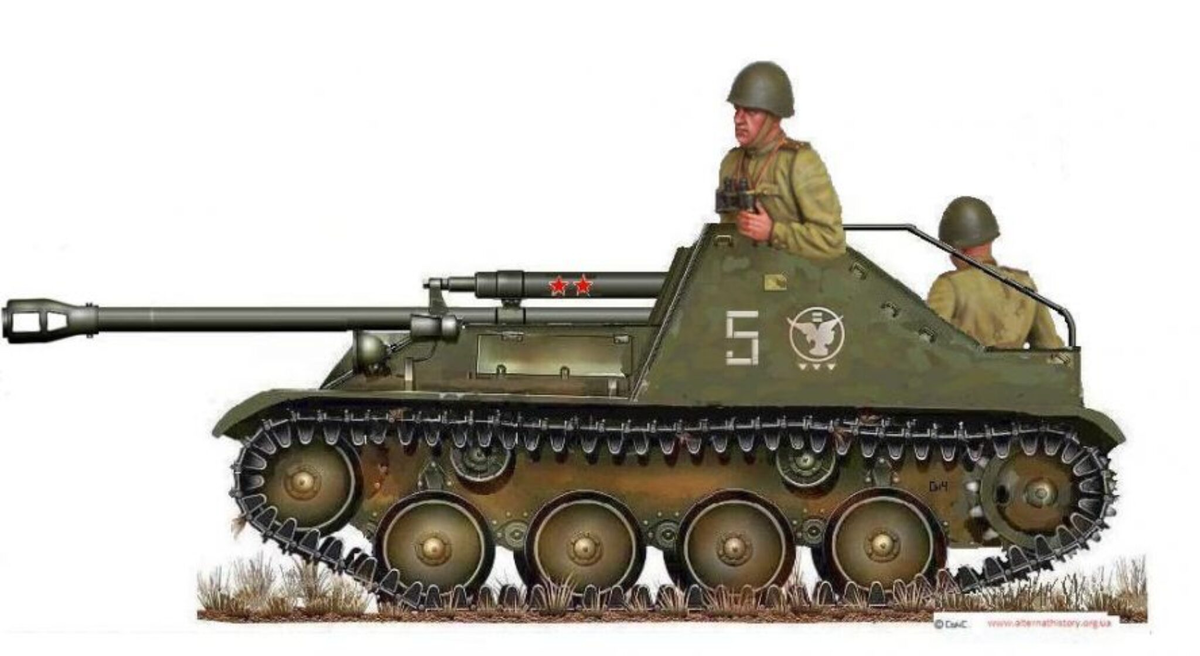 Цветная визуализация прототипа САУ ОСА-76 собственной персоной. Изображение в свободном доступе.