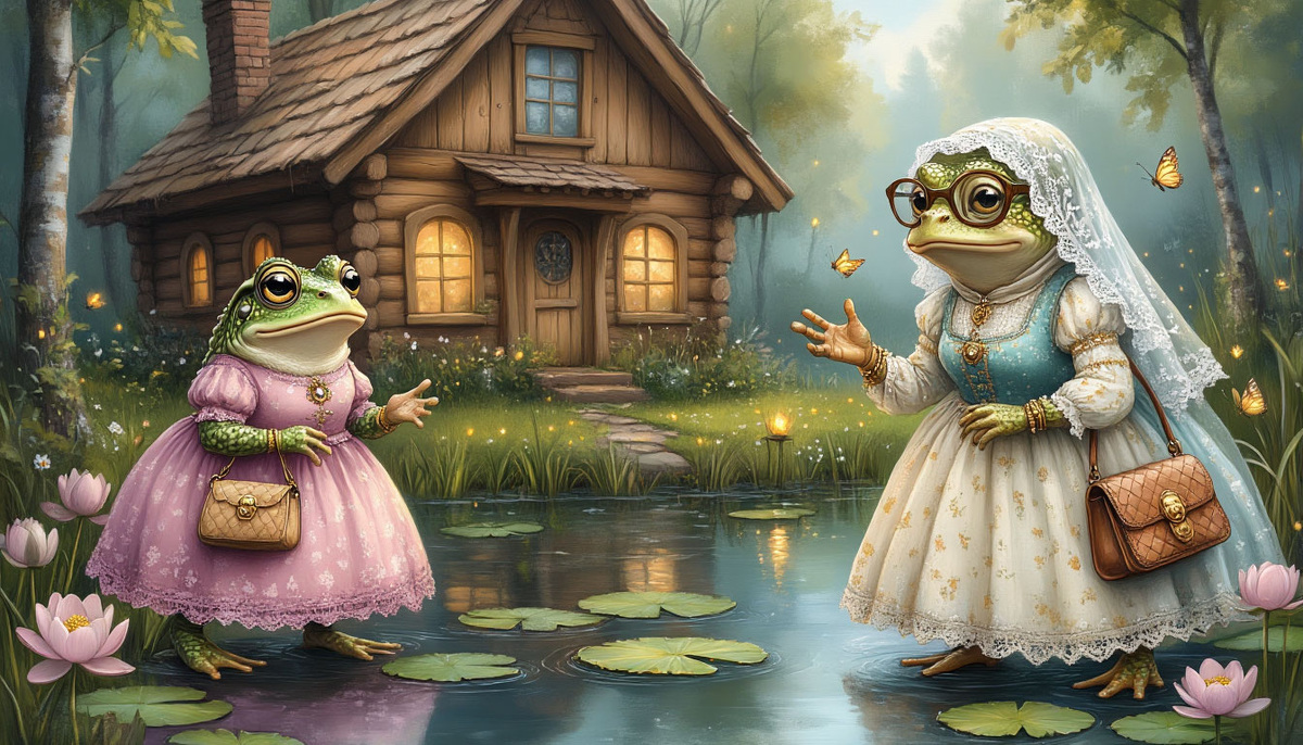 Зеленушка и Тина Ивановна - иллюстрация AI Шедеврум