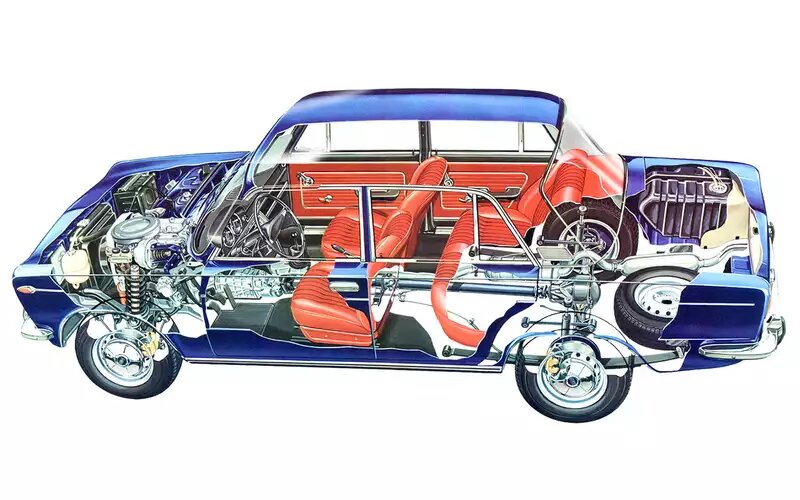 Fiat 125 во многом отличался от «трешки». В частности, у машины длиннее база (2505 мм), а задние тормоза, как и передние, – дисковые.