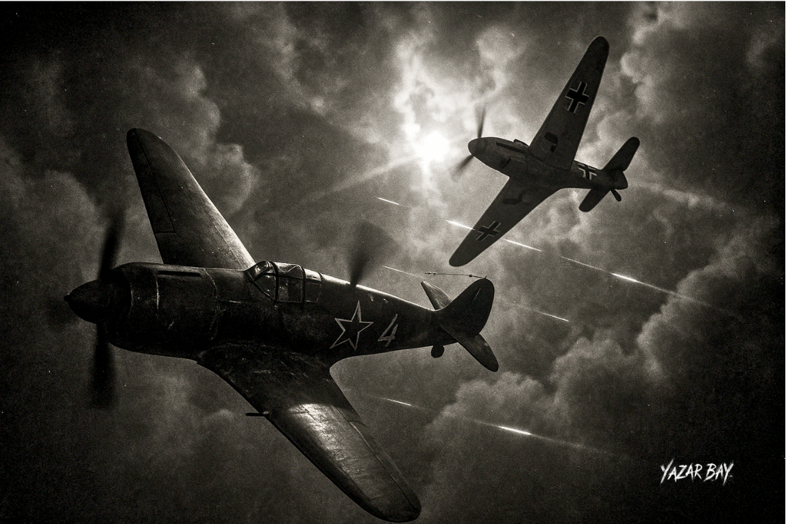 Легендарная дуэль двух соколов, Ивана Кожедуба и немецкого аса, в небе войны. ©Язар Бай