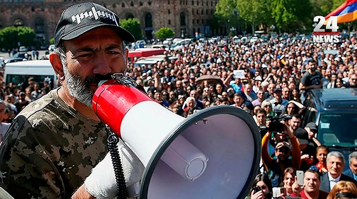    Пашинян на митинге в Ереване. Весна 2018 года. Скриншот с видео: 24 news