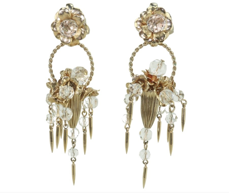 Серьги-люстры в виде цветочной корзины Мэрилин Монро, 1950-е годы (фото https://www.1stdibs.com/)