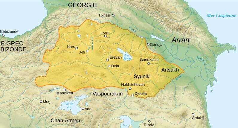 Современная реконструкционная карта Закаринской Армении.