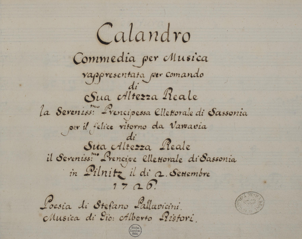 Титульный лист партитуры "Каландро"