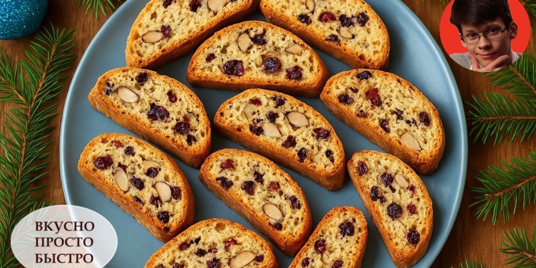 ПЕЧЕНЬЕ БИСКОТТИ КАНТУЧЧИ с Миндалем и Сушеными ягодами. Хрустящее, с насыщенным вкусом и цитрусовыми нотками