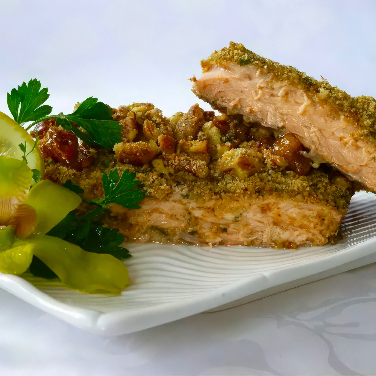 Рецепт: Лосось с хрустящей орехово-медовой корочкой