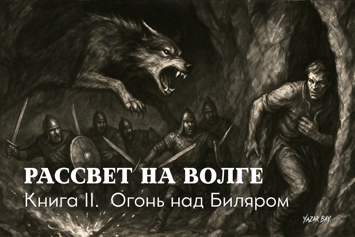 В темной пещере раненый булгарский воин Айдар оказывается в ловушке между разъяренной волчицей и отрядом элитных хазарских солдат. ©Язар Бай