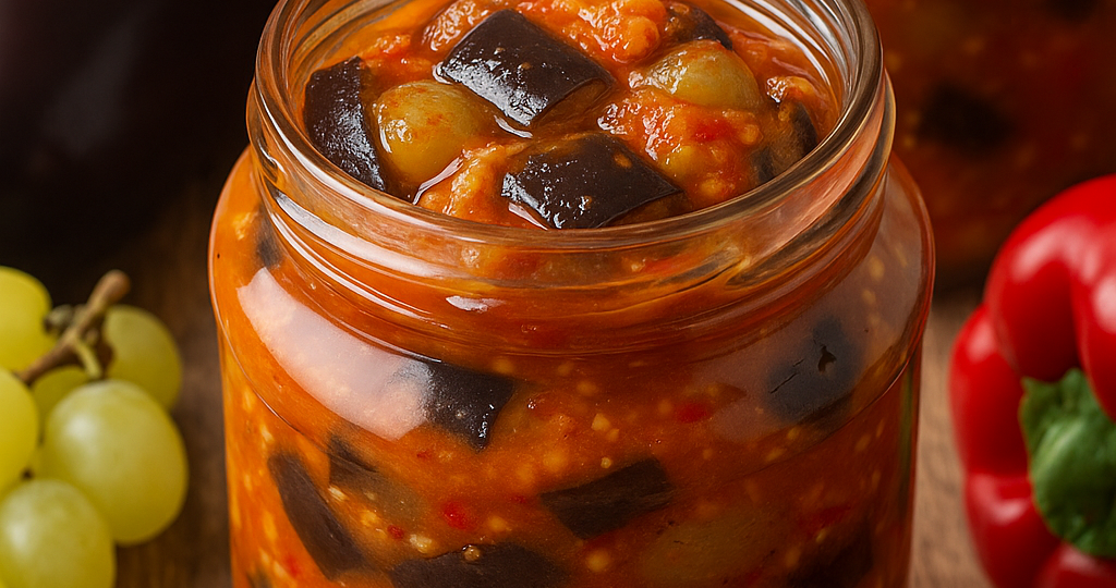 Баклажаны по-балкански в томатно-виноградном соусе: необычная закуска на зиму без стерилизации