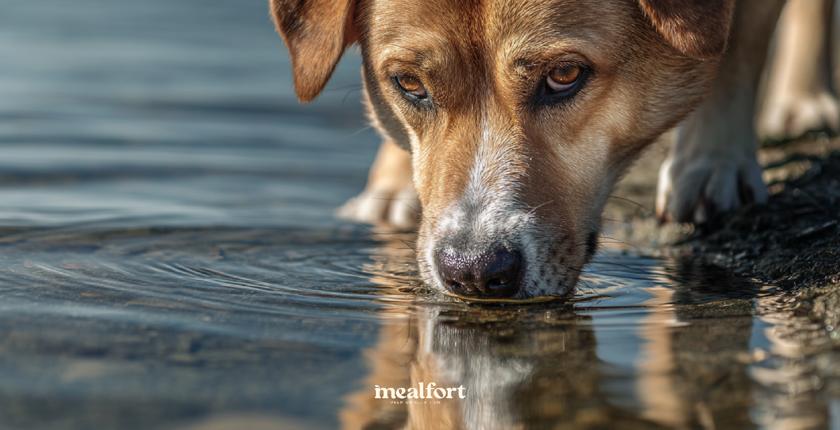 собака пьёт из лужи / фото mealfort