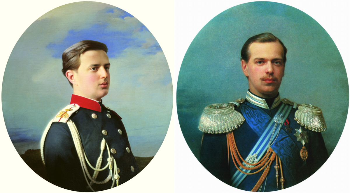 Портреты великих князей Владимира и Александра Александровичей, 1867 год.