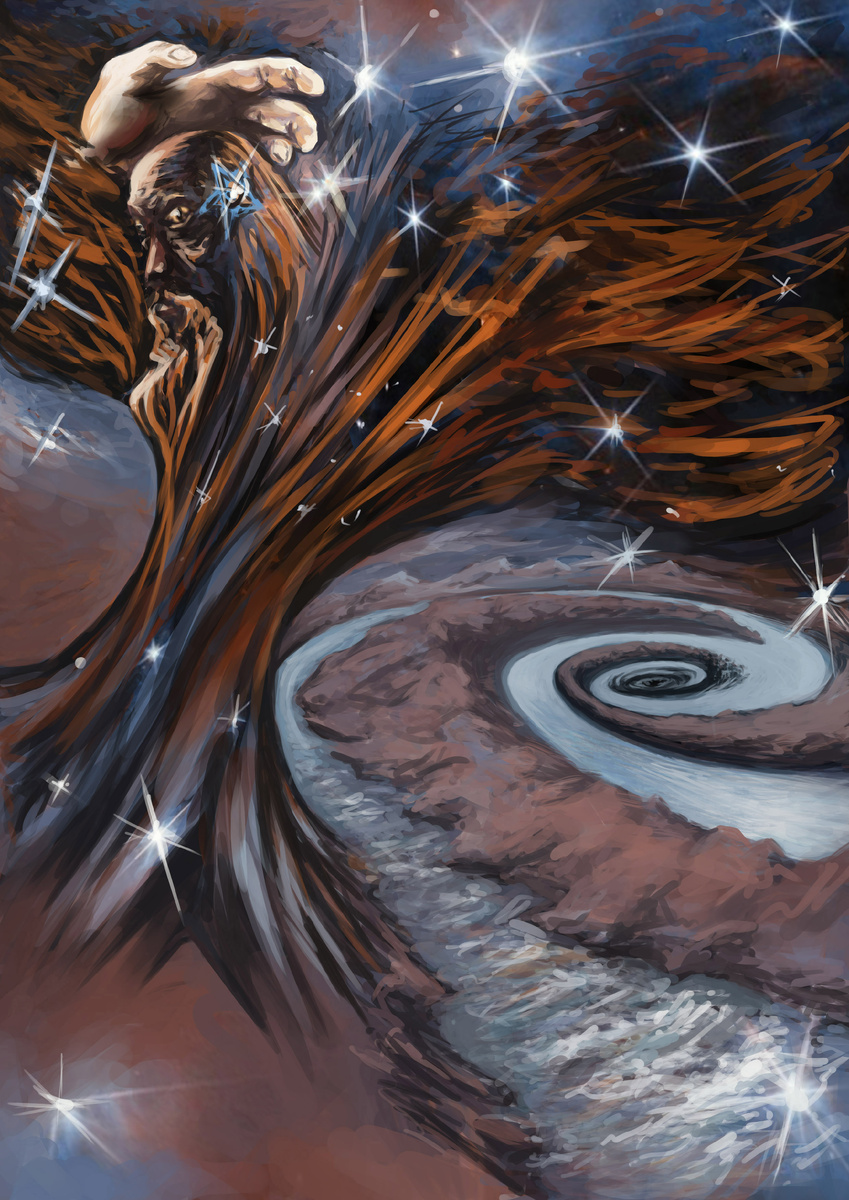 "The Riddle"_иллюстр. по роману В. Пелевина_Круть_комп, руки, без AI_Кожевников АВ_2025