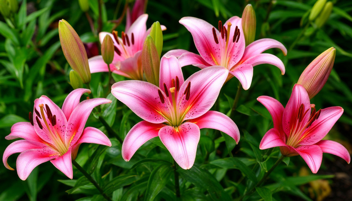 Лилии в саду.