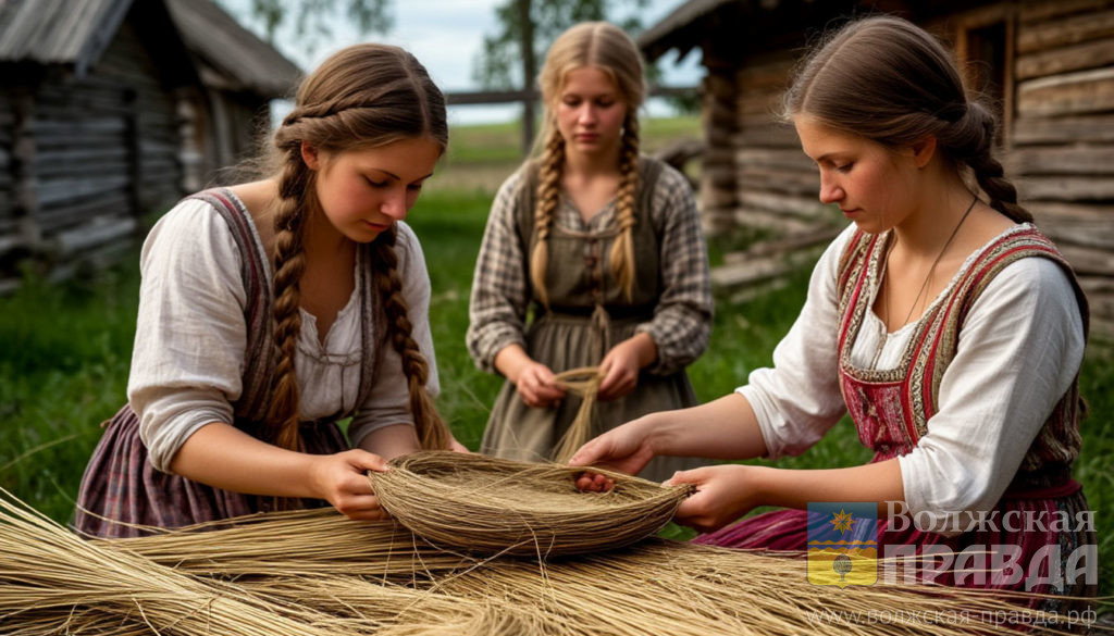 Изготовление льна и пеньки. Изображение сгенерировано с помощью нейросети Шедеврум и носит иллюстративный характер📷    В Сёмин день окрест пора искать невест: традиции 14 сентября
