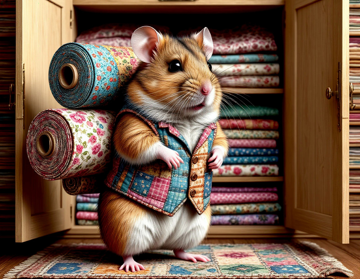 Хомяк с добычей после набега.