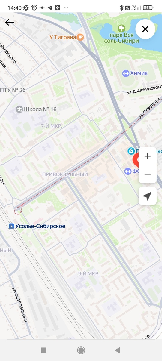 Путь от вокзала до Ленинского проспекта.