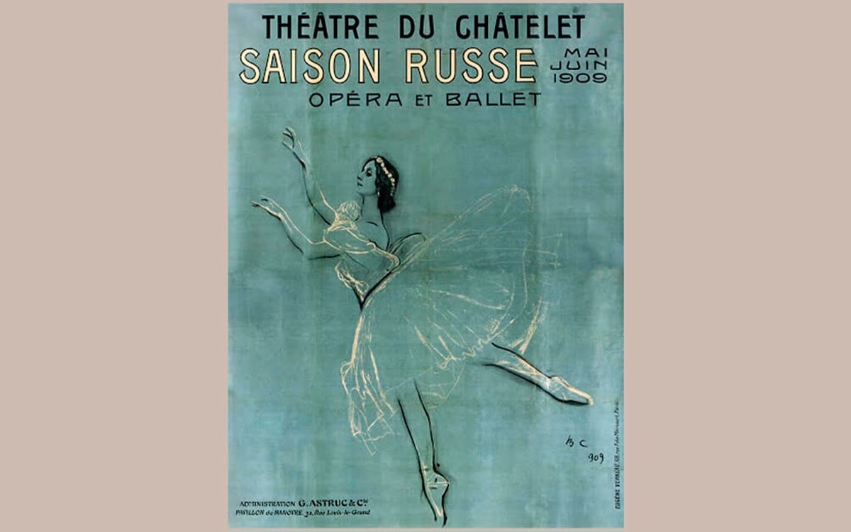 Афиша выступления Анны Павловой в Париже, "Русские сезоны" С.Дягилева