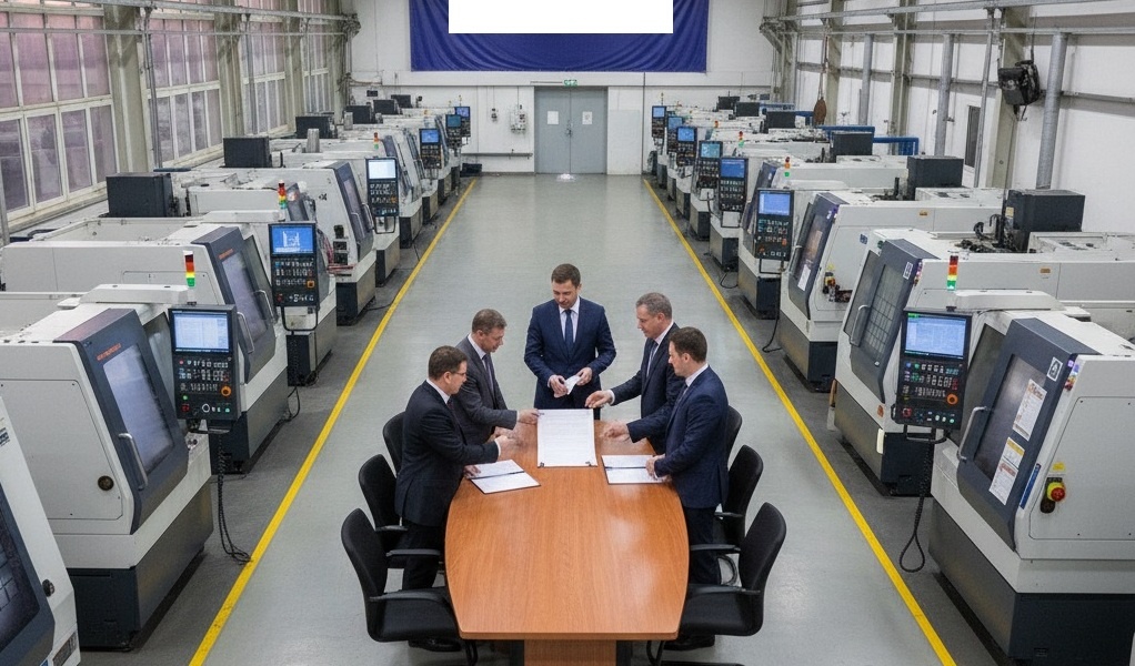 Подписание проекта поставки оборудования в металлообрабатываещем цехе