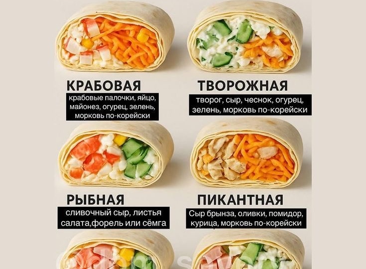 8 начинок для лаваша