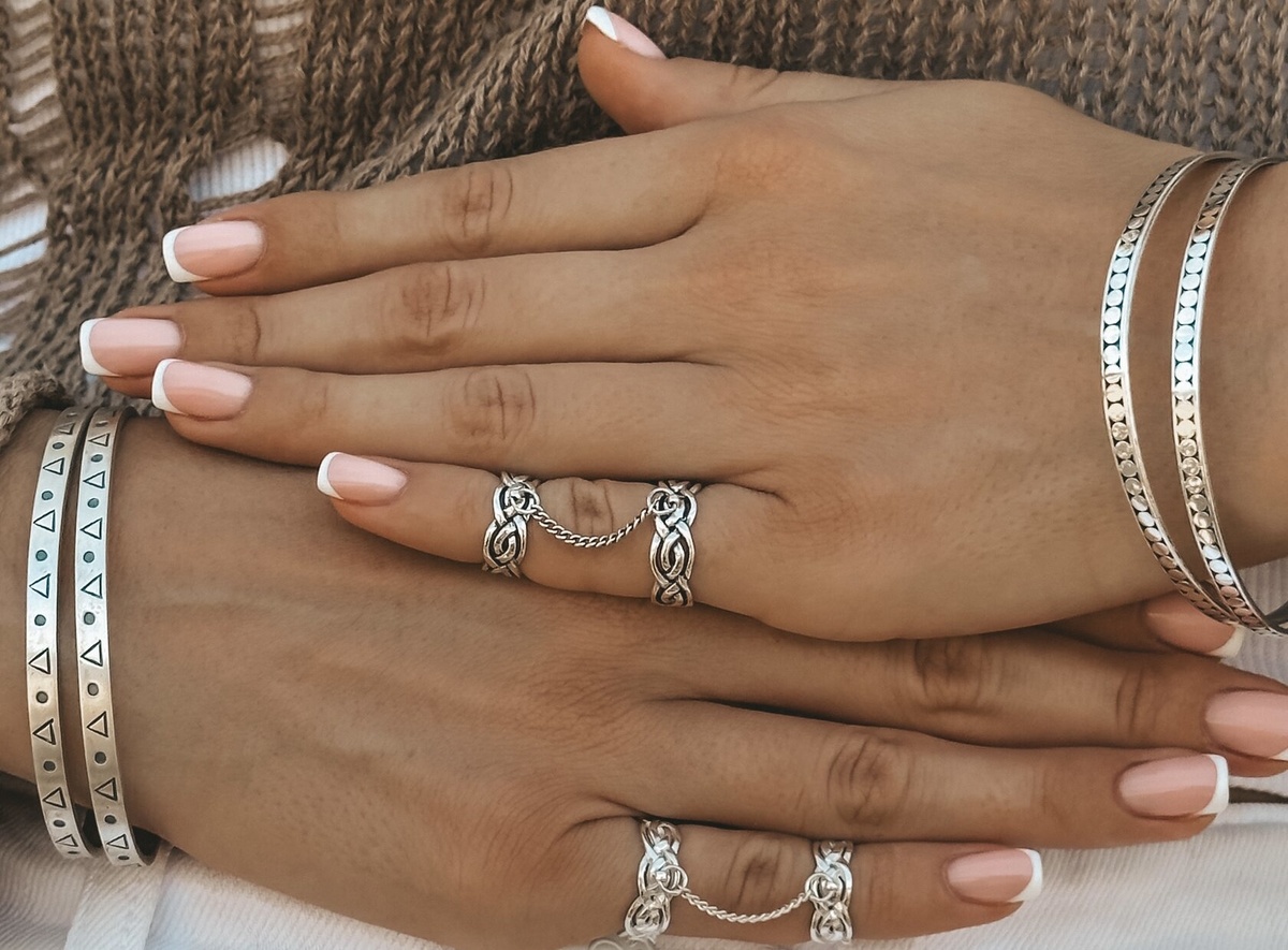 кольцо МОСТ и кольцо МОСТ с чернением, браслет ОБРУЧ