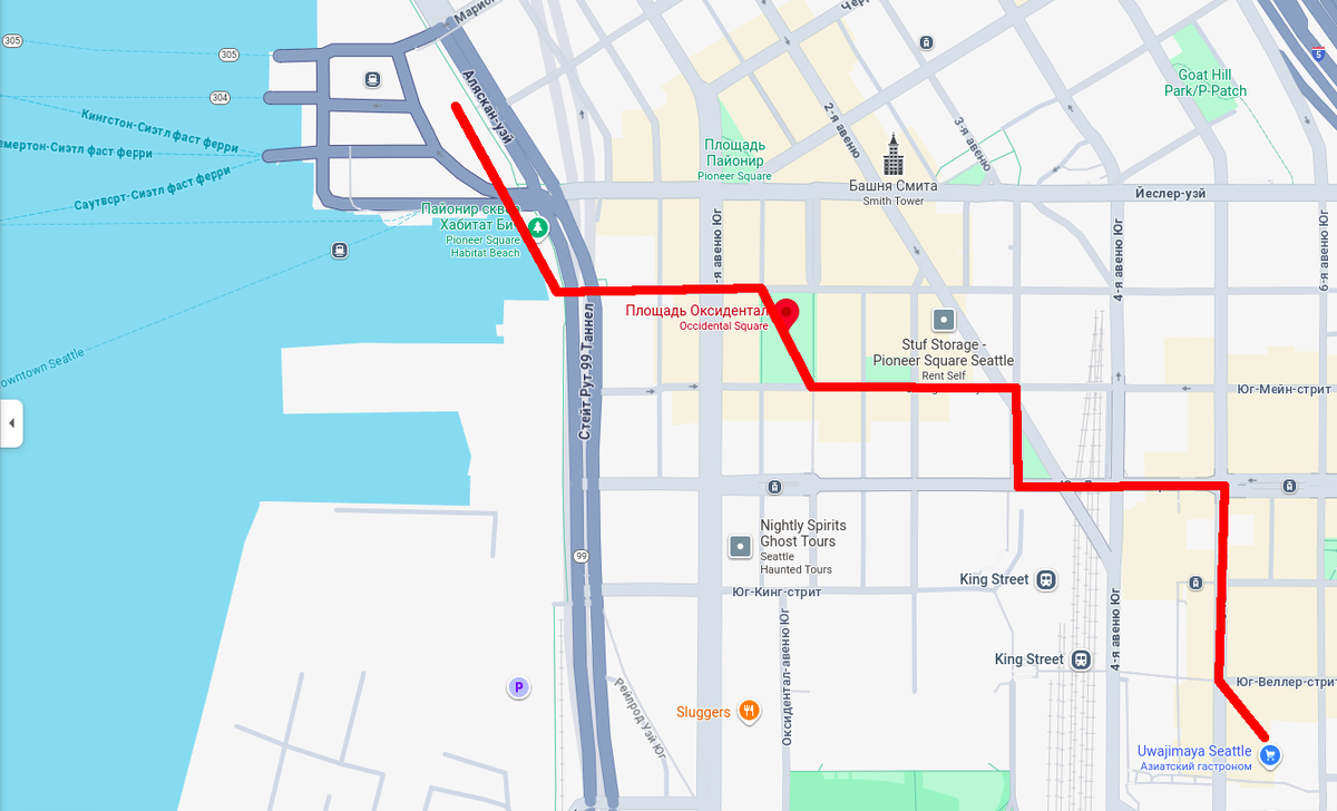 Примерный маршрут прогулки - карта Гугл