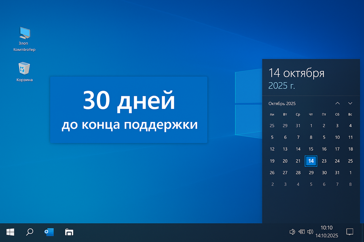 До окончания поддержки Windows 10 остался ровно месяц - 14 октября Microsoft прекратит обновления