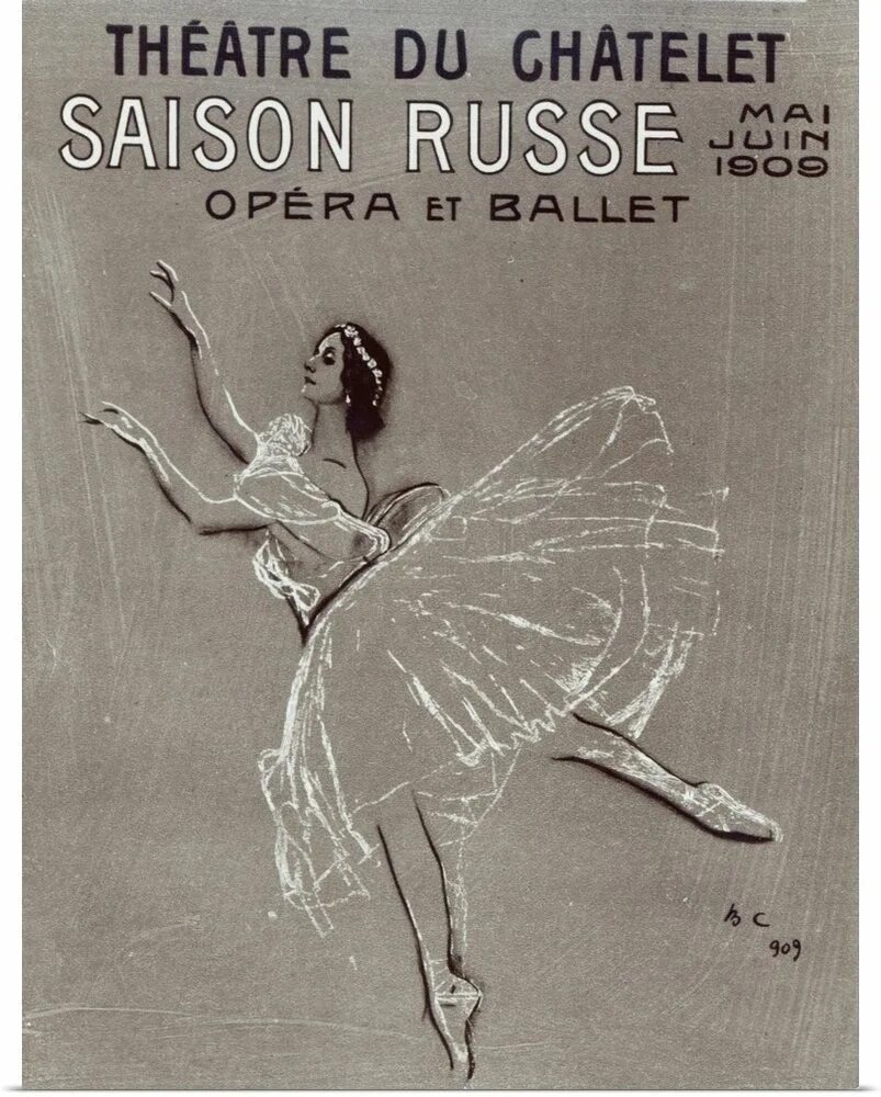 Афиша/обложка «Saison Russe» (1909), дизайн Леон Бакст