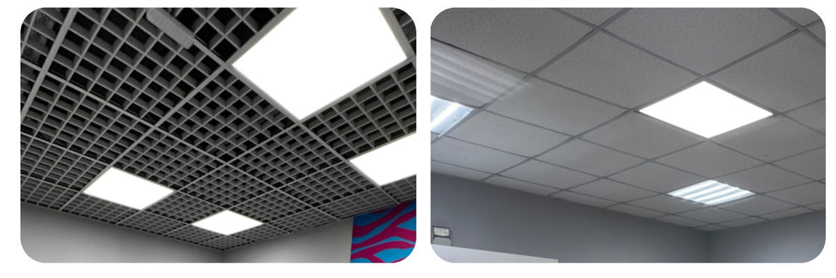 Грильято и стандартный потолок типа Армстронг подходят для ремонта пункта выдачи Озон. Потолочные Решения помогают подобрать нужную модель потолка и светильники для ПВЗ Озон