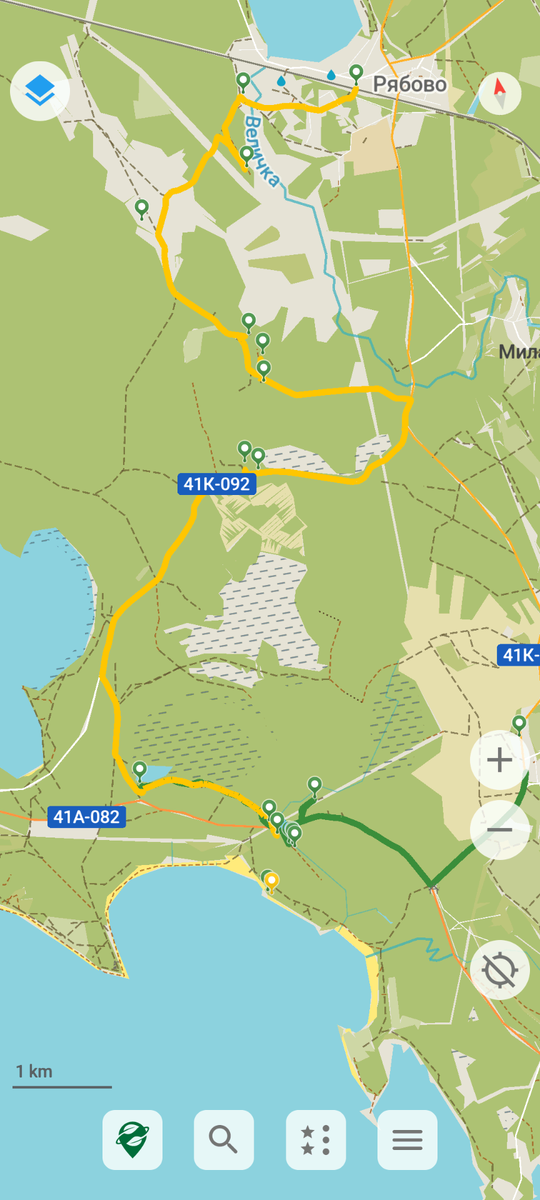 Маршрут от ЖД станции Куолеамаярви. (Желтая линия)