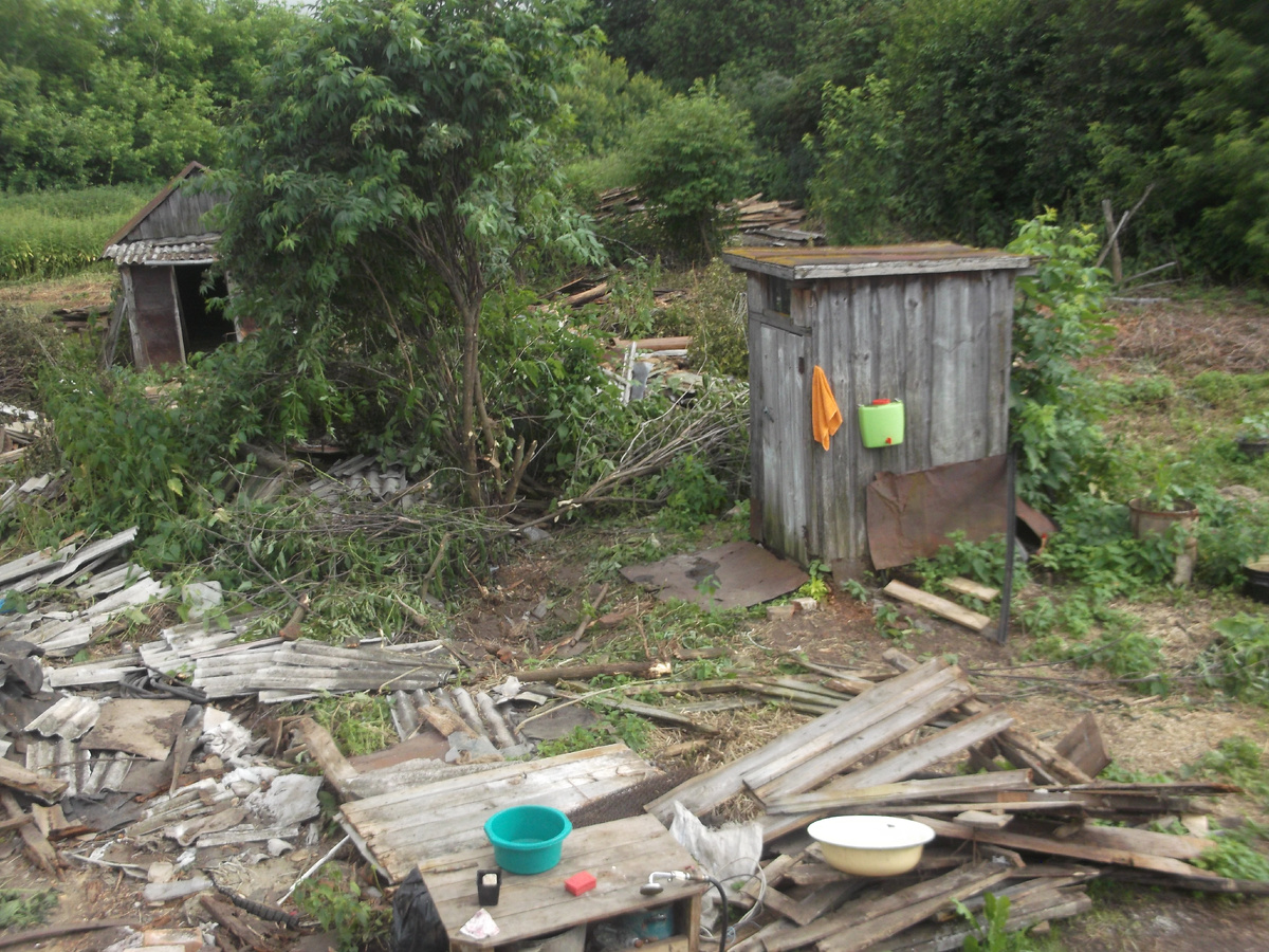2. Вот так выглядел наш сад в первый год. В левом верхнем углу за зарослями крапивы и начинается наш лесок, о котором я тогда даже не подозревала