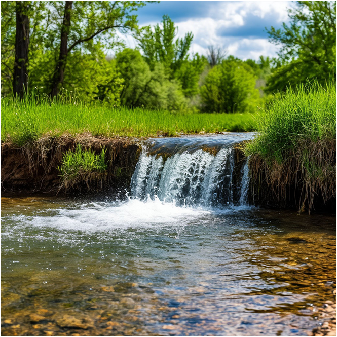 Сгенерировано ИИ- символ чистоты- бьющий из Земли.