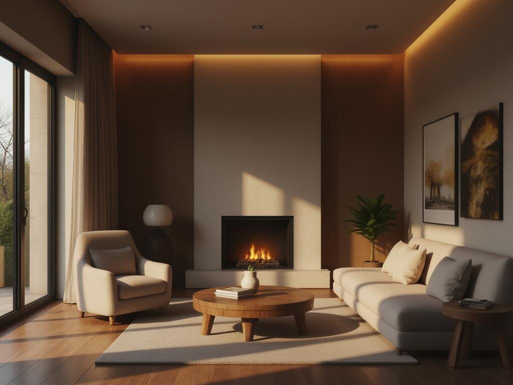 Современный камин в интерьере