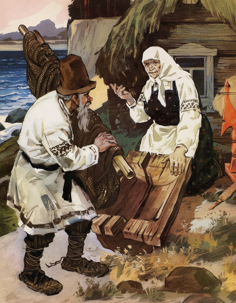 Иллюстрации к сказке Пушкина о рыбаке и рыбке